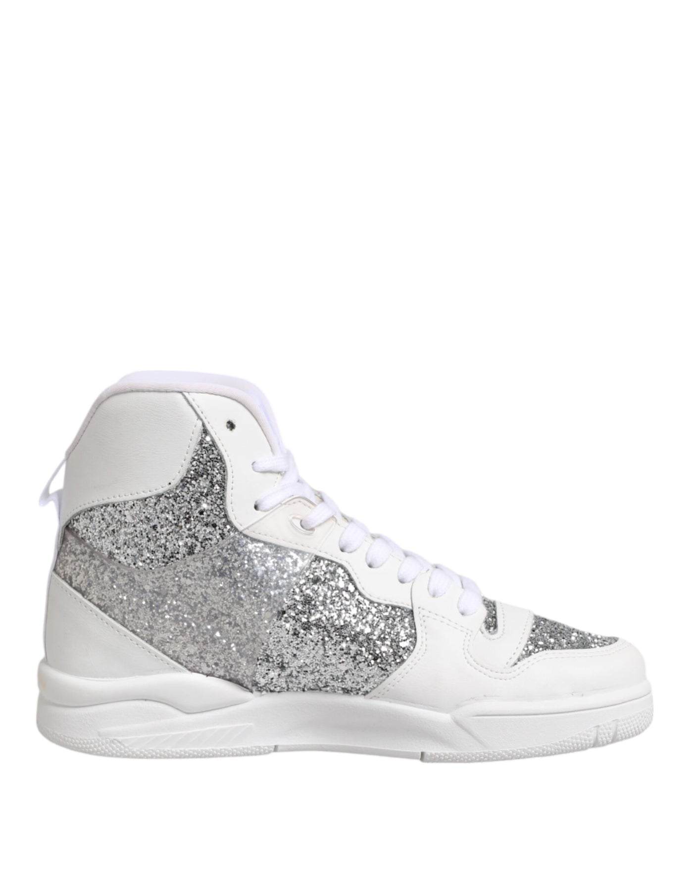 Chiara Ferragni Witte Zilveren Hoge Top Dames Sneakers Schoenen
