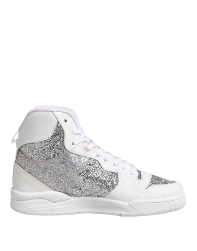 Chiara Ferragni Witte Zilveren Hoge Top Dames Sneakers Schoenen