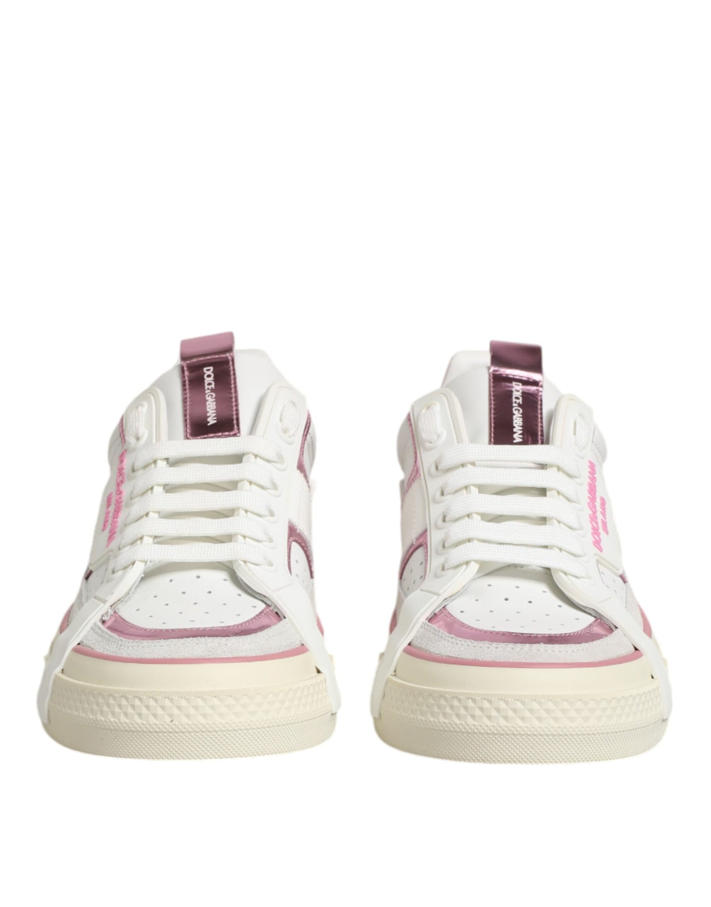 Dolce &amp; Gabbana witte leren DG-logo lage sneakers