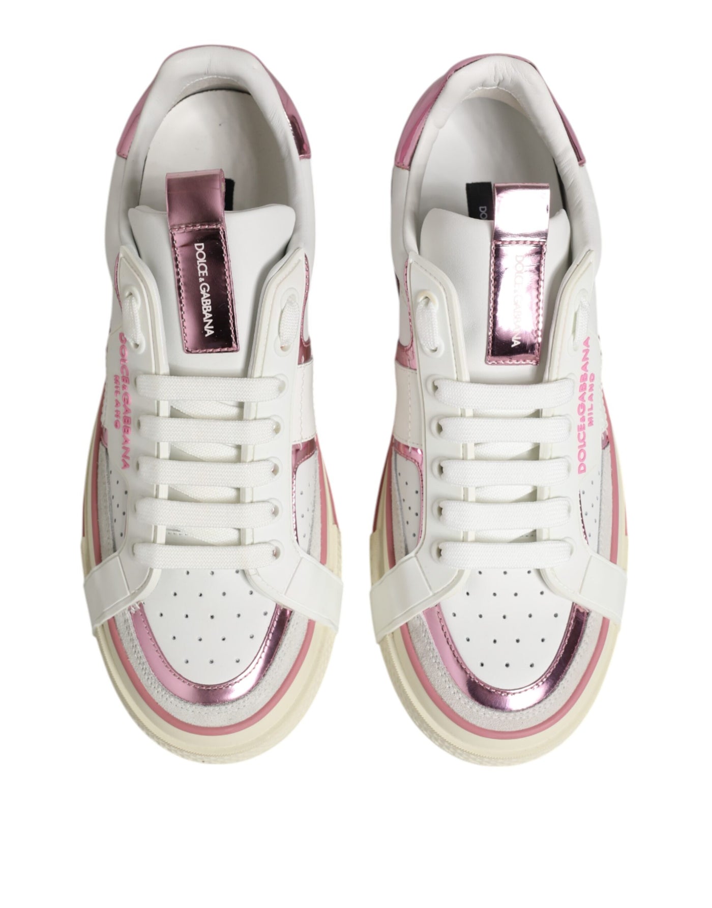 Dolce &amp; Gabbana witte leren DG-logo lage sneakers