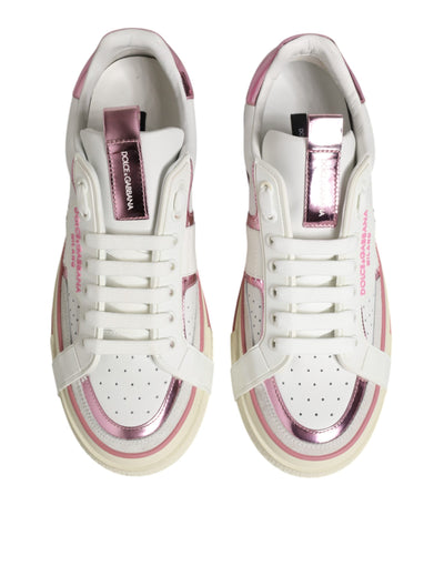 Dolce &amp; Gabbana witte leren DG-logo lage sneakers