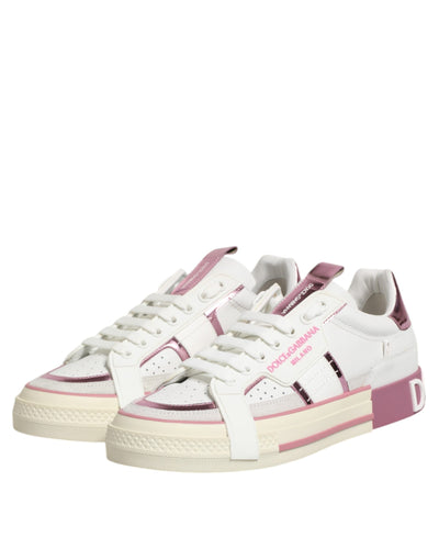 Dolce &amp; Gabbana witte leren DG-logo lage sneakers