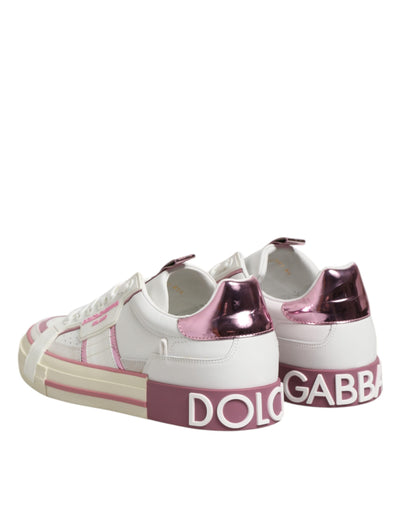Dolce &amp; Gabbana witte leren DG-logo lage sneakers
