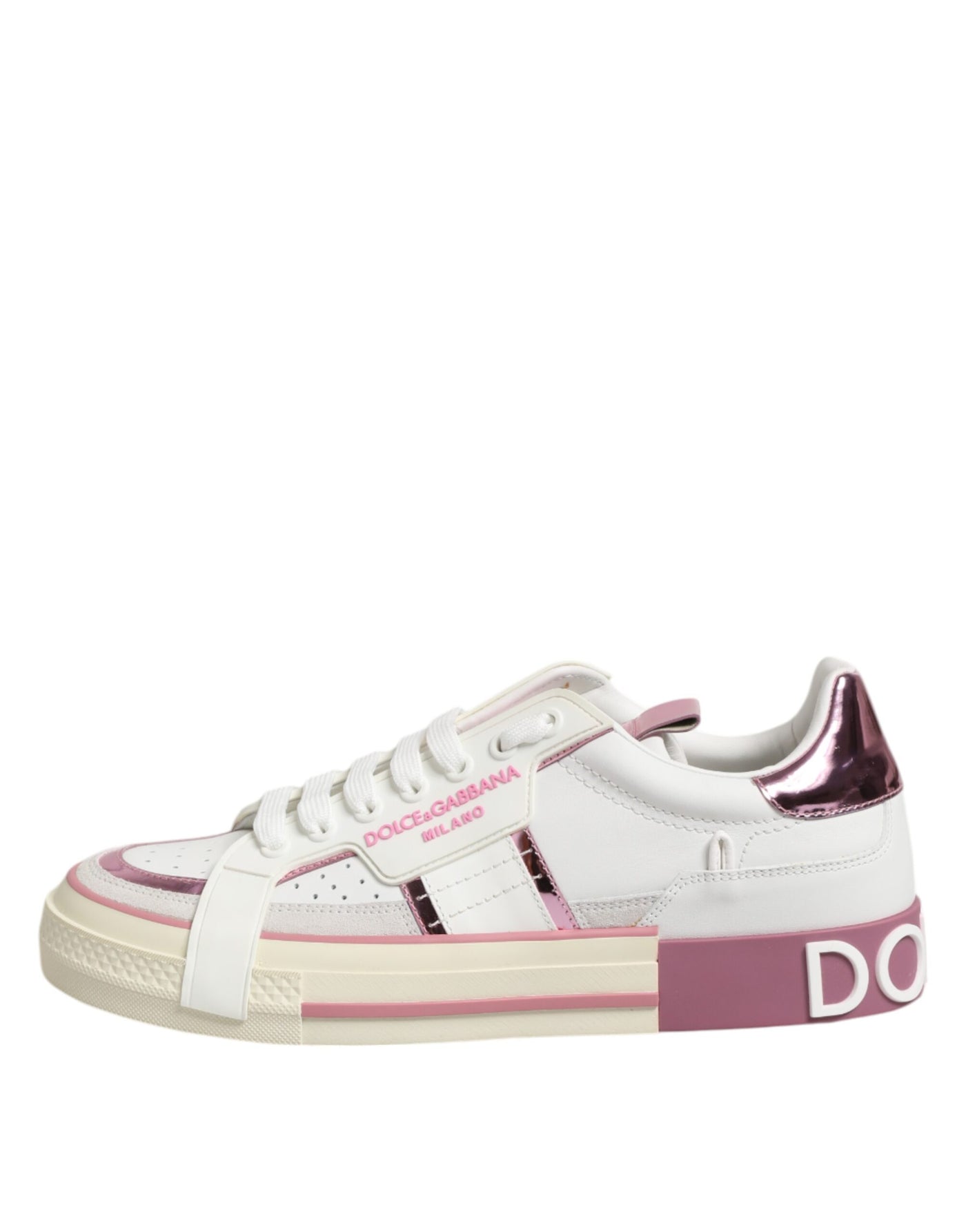 Dolce &amp; Gabbana witte leren DG-logo lage sneakers