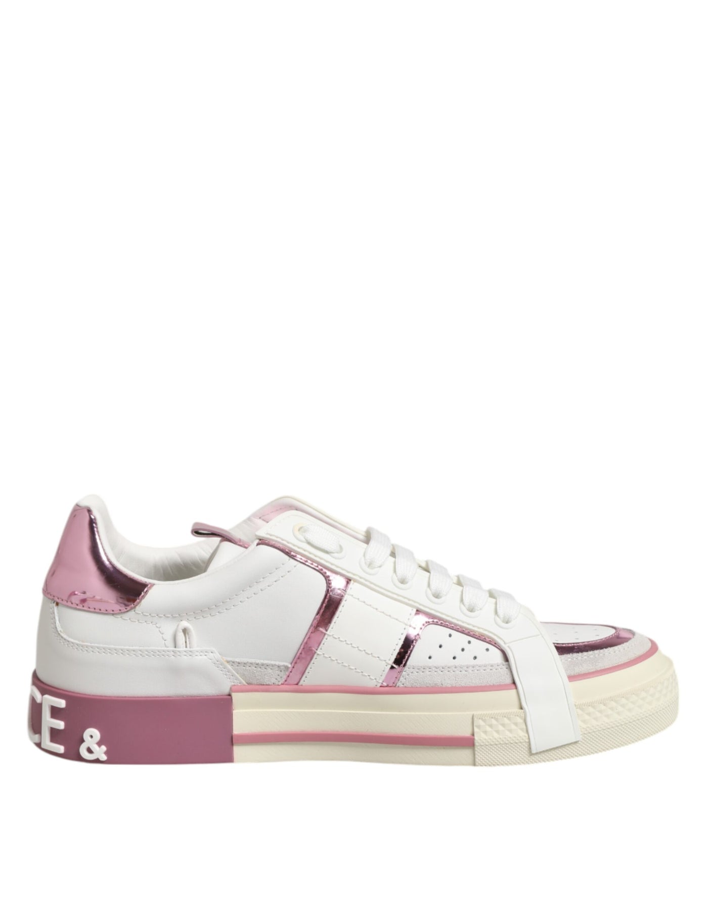 Dolce &amp; Gabbana witte leren DG-logo lage sneakers