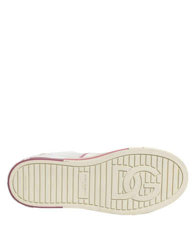 Dolce &amp; Gabbana witte leren DG-logo lage sneakers