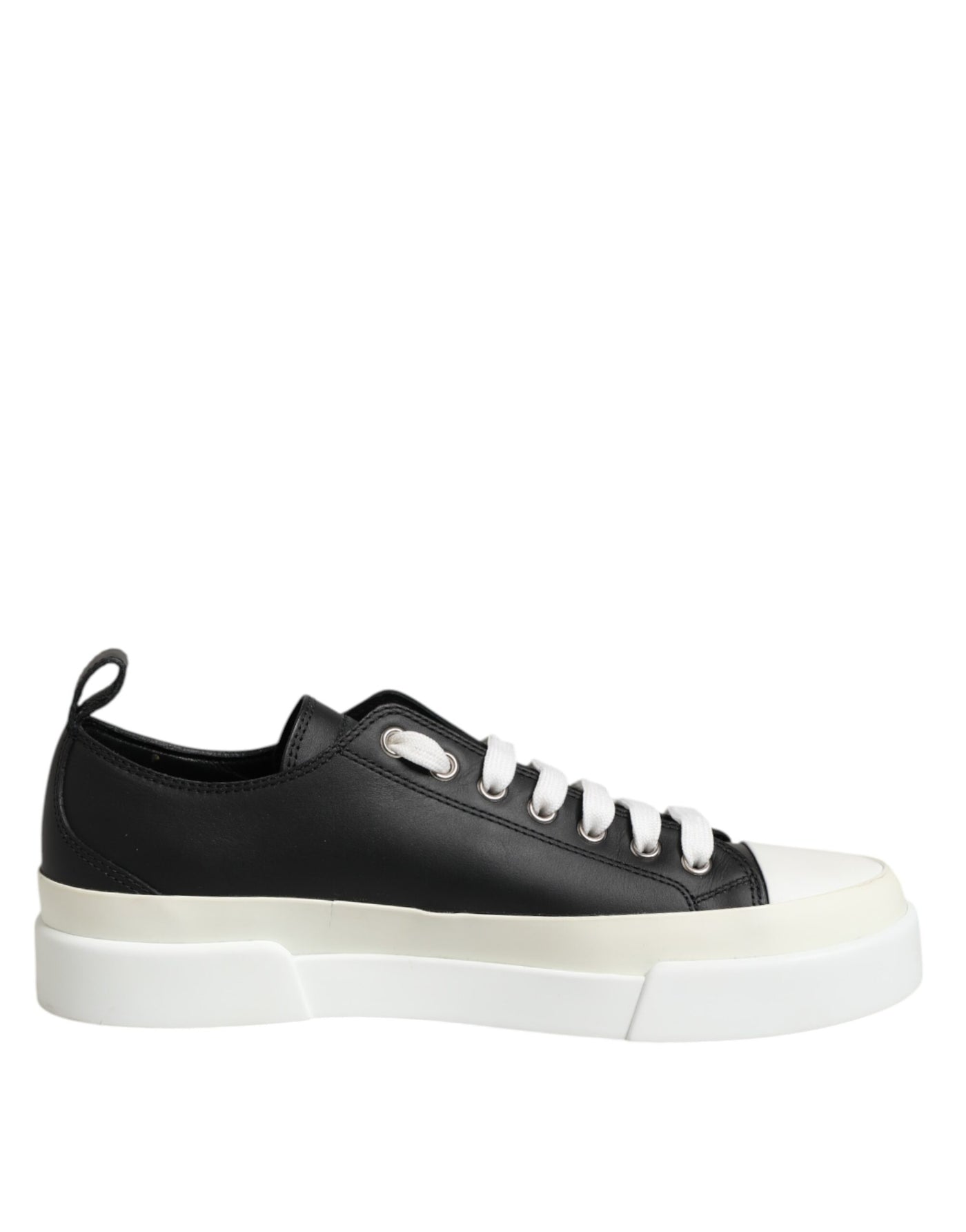 Dolce &amp; Gabbana Zwart Wit Leren Lage Sneakers Schoenen