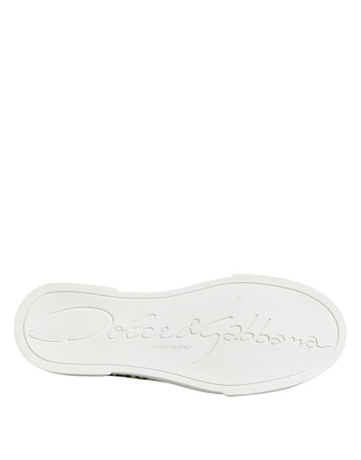 Dolce &amp; Gabbana Zwart Wit Leren Lage Sneakers Schoenen
