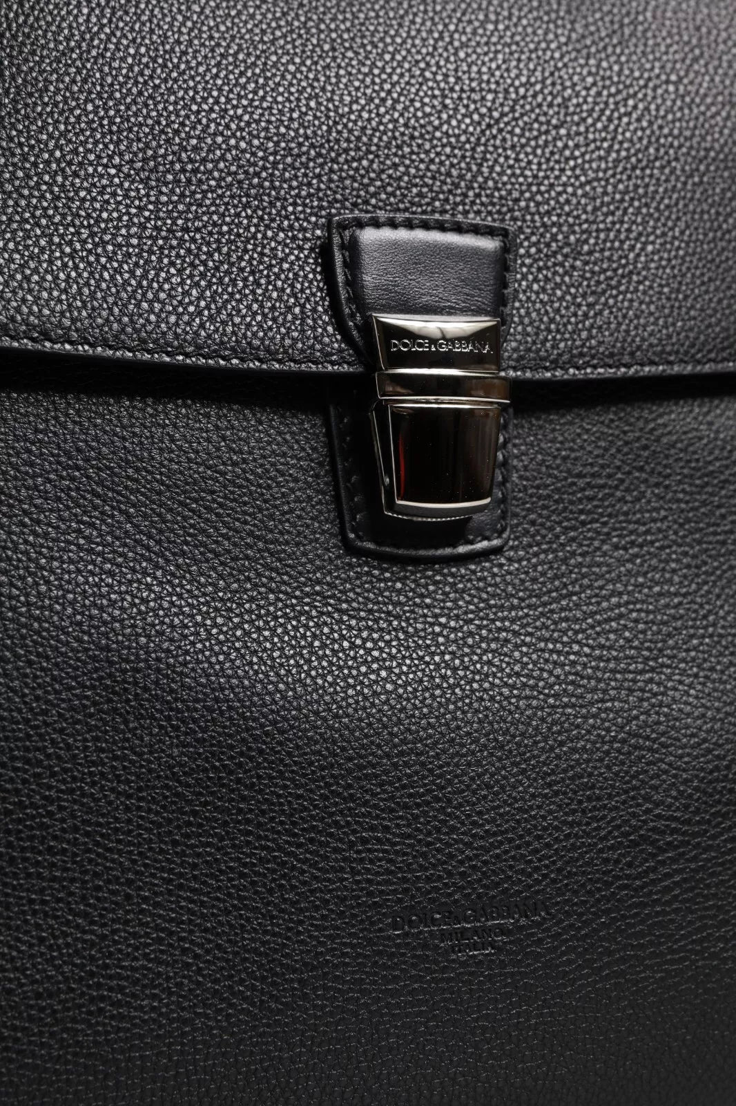 Dolce &amp; Gabbana Zwarte leren documententas met handgreep