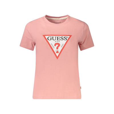 Guess Jeans Roze Katoenen Dames T-shirt