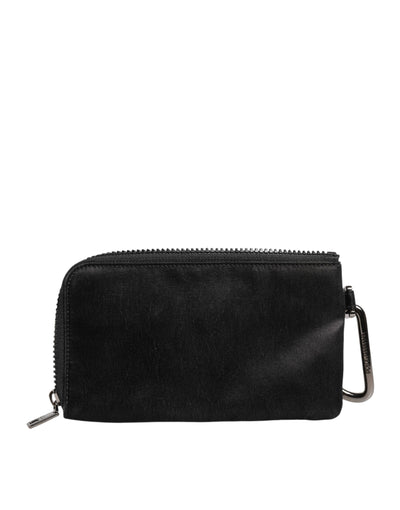 Pochette porte-clés Dolce &amp; Gabbana en nylon noir avec logo