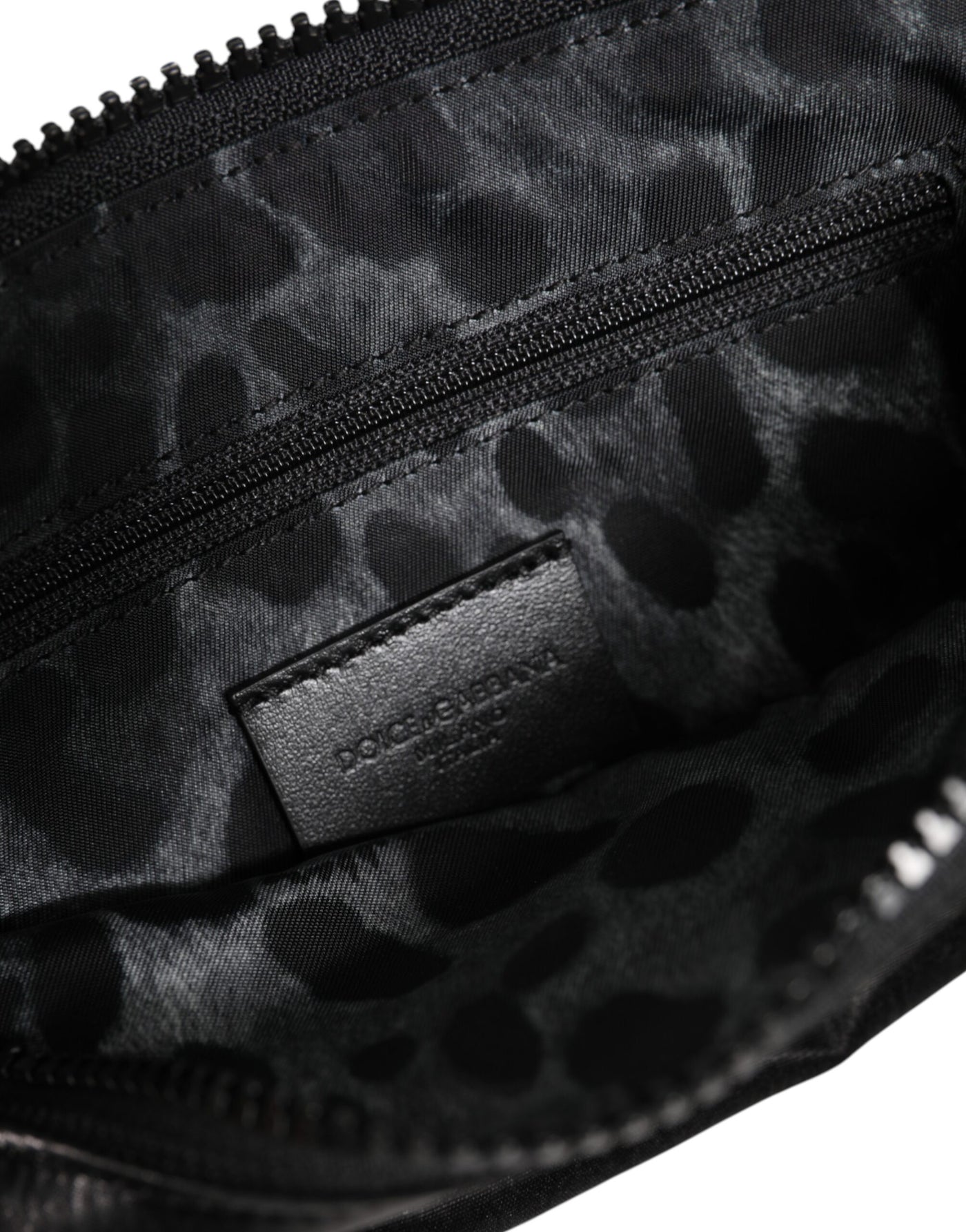 Pochette porte-clés Dolce &amp; Gabbana en nylon noir avec logo
