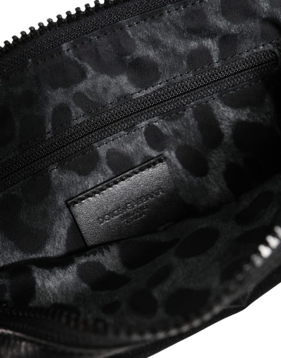 Pochette porte-clés Dolce &amp; Gabbana en nylon noir avec logo