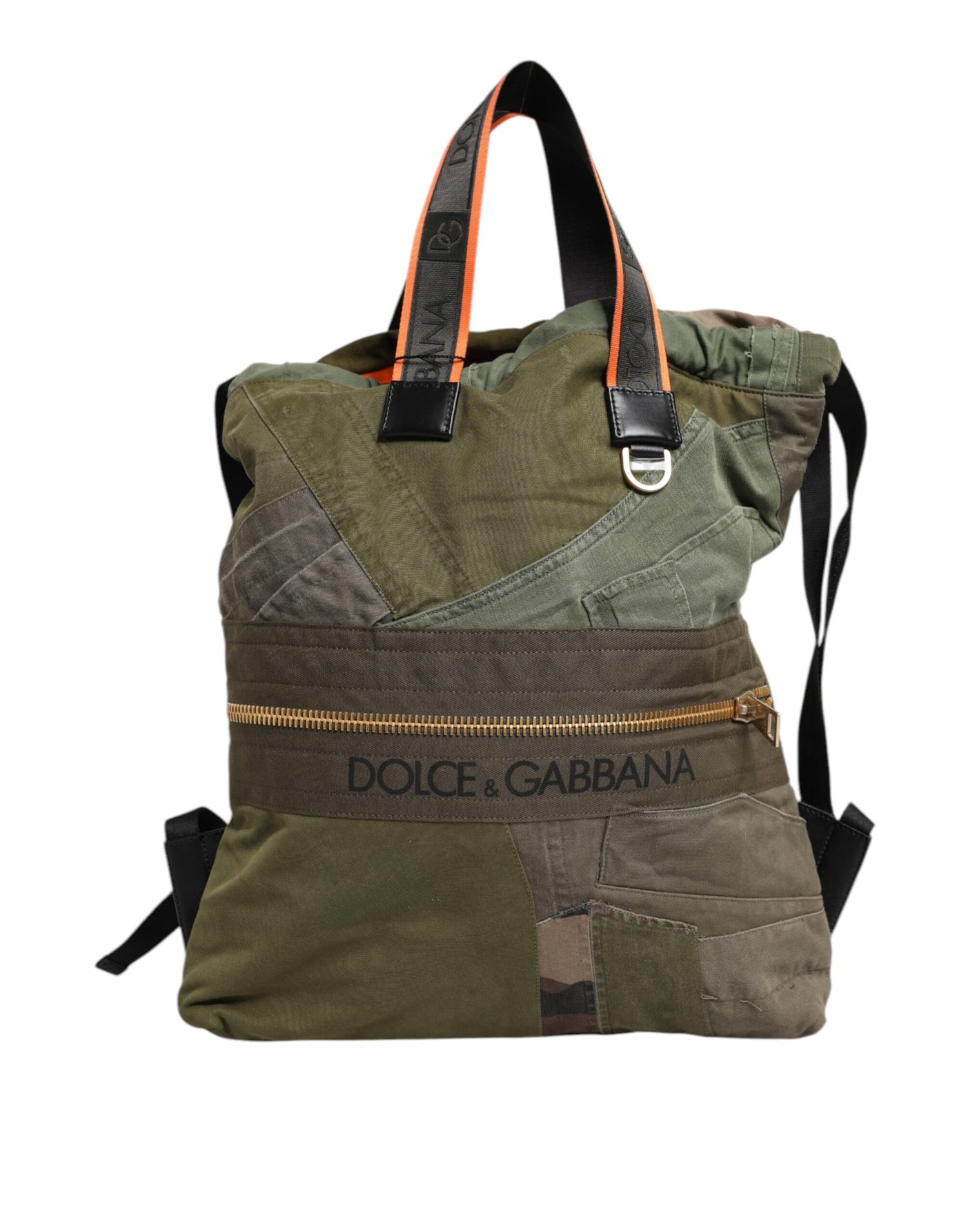 Dolce &amp; Gabbana Military Green Patchwork Rugzak Rugzak Tas