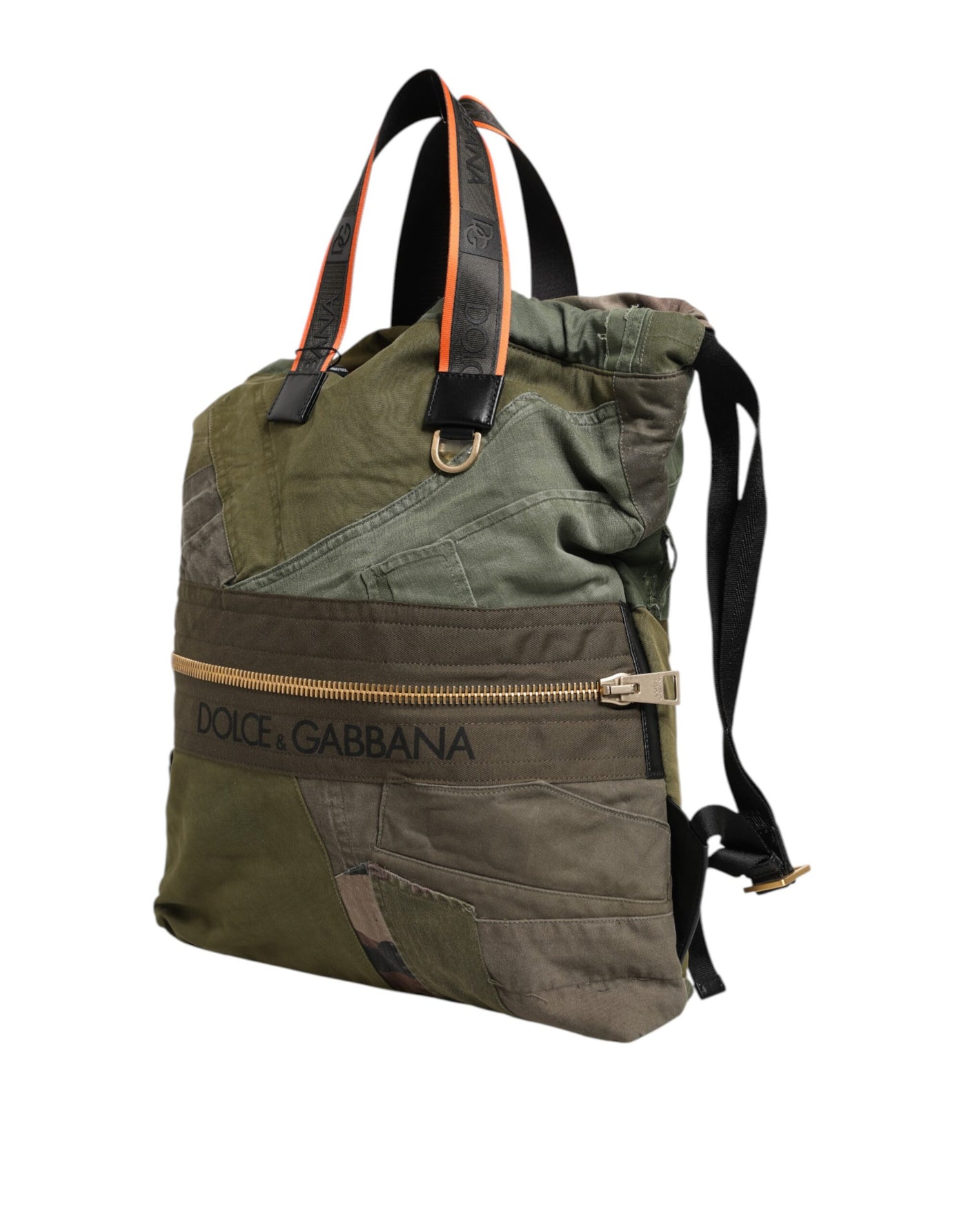 Dolce &amp; Gabbana Military Green Patchwork Rugzak Rugzak Tas