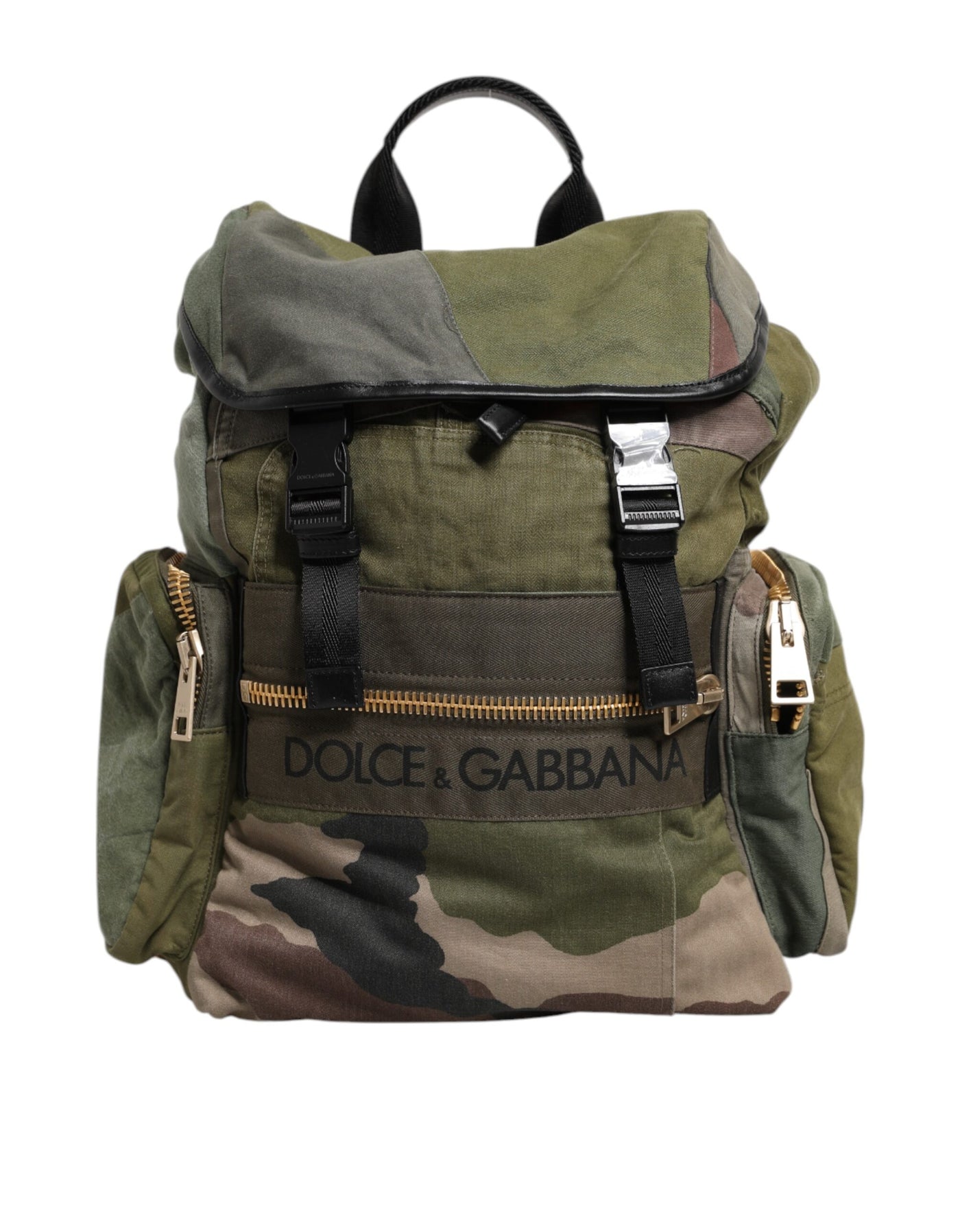 Dolce &amp; Gabbana Military Green Patchwork Rugzak Rugzak Tas