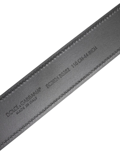 Ceinture Dolce &amp; Gabbana en cuir noir avec boucle en métal argenté et logo