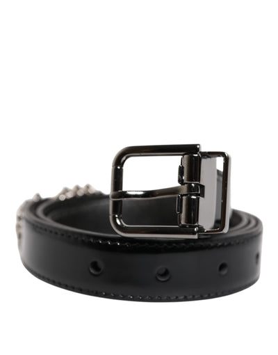 Ceinture à boucle en métal noir ornée du logo Dolce &amp; Gabbana