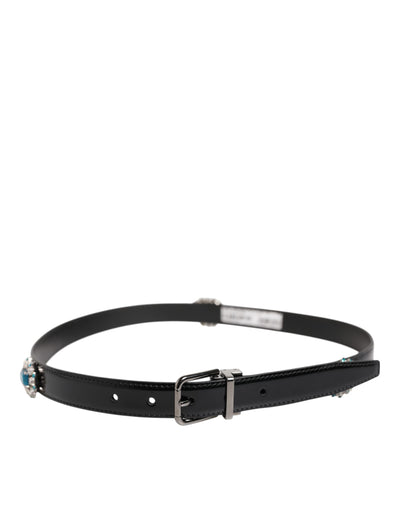 Ceinture à boucle en métal noir ornée du logo Dolce &amp; Gabbana