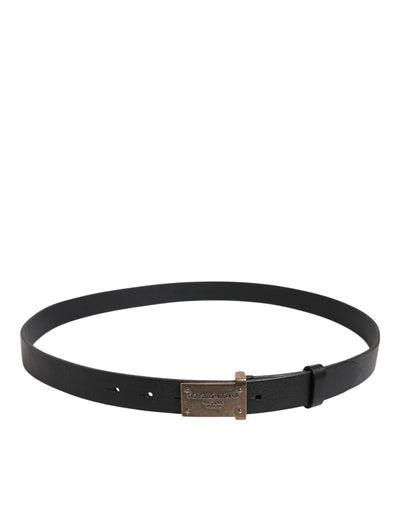 Ceinture Dolce &amp; Gabbana en cuir noir classique avec boucle en métal doré