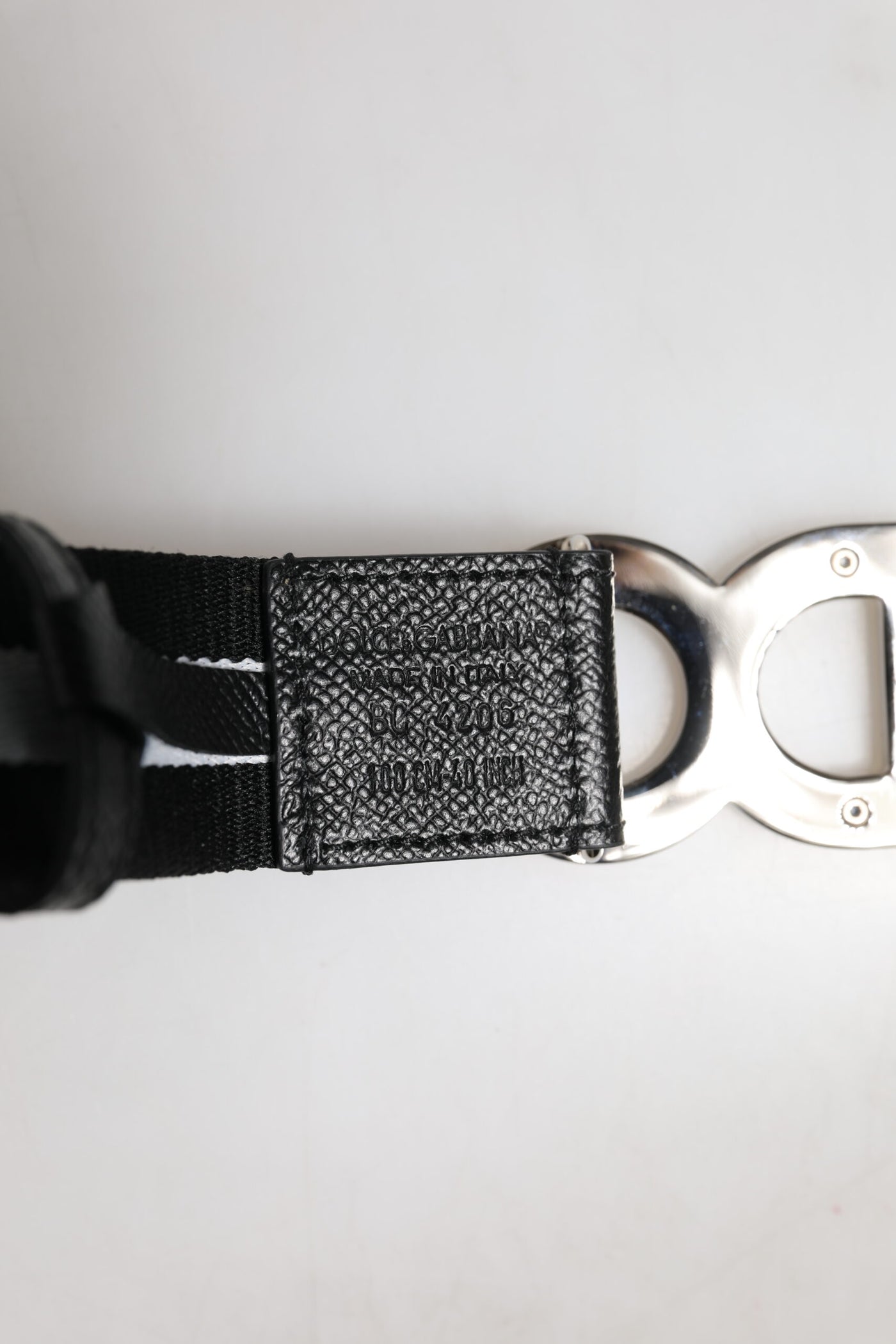 Ceinture Dolce &amp; Gabbana en coton noir avec logo DG et boucle dorée