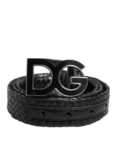 Ceinture classique en cuir noir Dolce &amp; Gabbana avec boucle logo DG