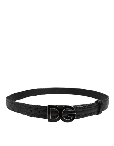 Ceinture classique en cuir noir Dolce &amp; Gabbana avec boucle logo DG