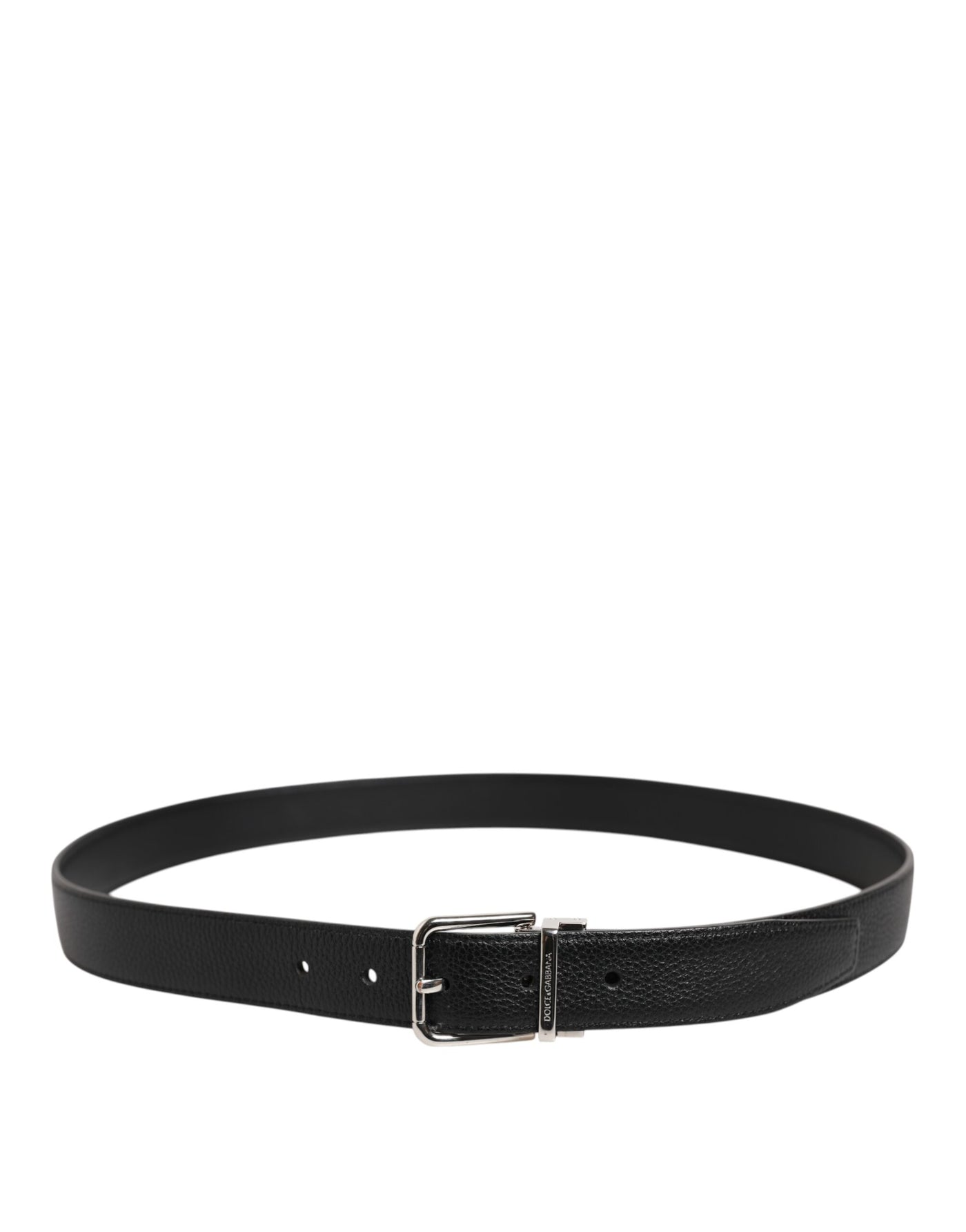 Ceinture Dolce &amp; Gabbana en cuir noir classique avec boucle argentée