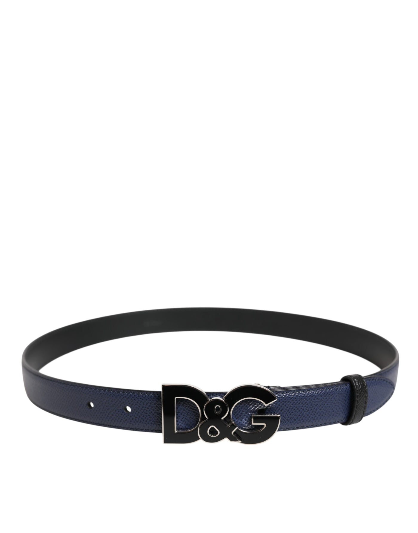 Ceinture classique en cuir bleu Dolce &amp; Gabbana avec boucle en métal et logo DG