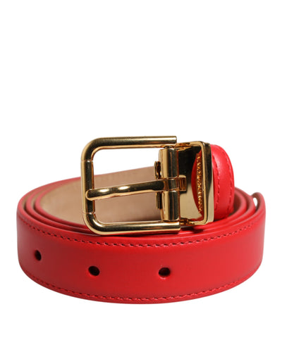 Dolce &amp; Gabbana rode leren Cintura riem met gouden metalen gesp