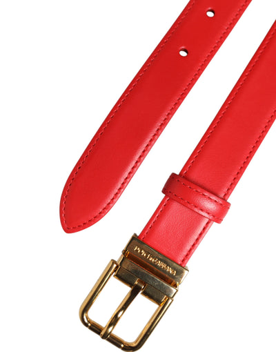 Dolce &amp; Gabbana rode leren Cintura riem met gouden metalen gesp