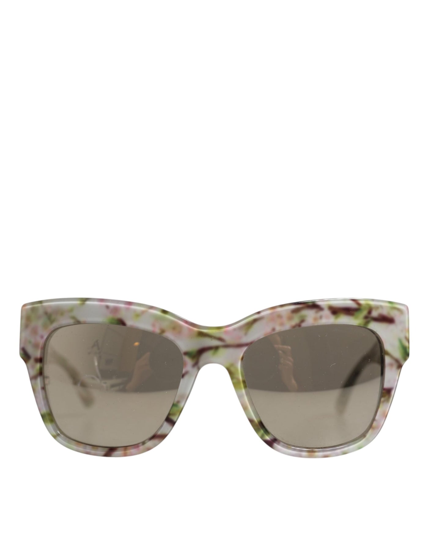 Dolce &amp; Gabbana Witte DG4231F Bloemen Acetaat Rechthoekige Zonnebril