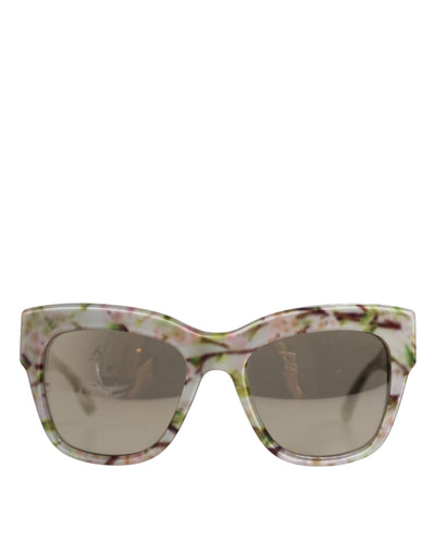 Dolce &amp; Gabbana Witte DG4231F Bloemen Acetaat Rechthoekige Zonnebril