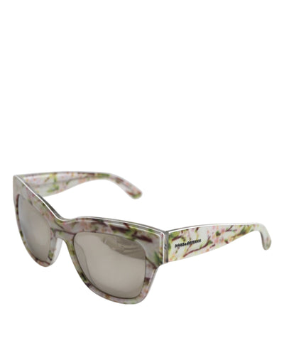Dolce &amp; Gabbana Witte DG4231F Bloemen Acetaat Rechthoekige Zonnebril