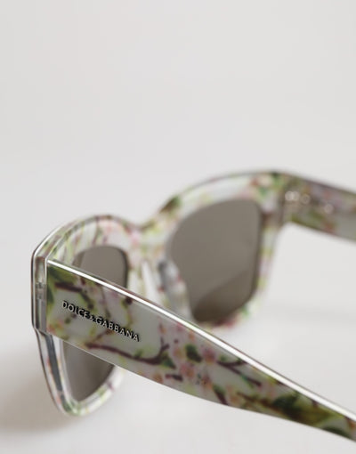 Dolce &amp; Gabbana Witte DG4231F Bloemen Acetaat Rechthoekige Zonnebril