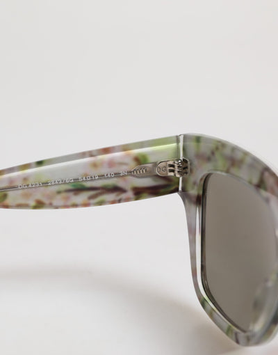 Dolce &amp; Gabbana Witte DG4231F Bloemen Acetaat Rechthoekige Zonnebril