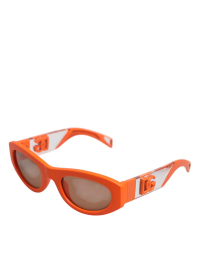 Dolce &amp; Gabbana Orange Reborn To Live Oval Frame Logo Eyewear Zonnebril