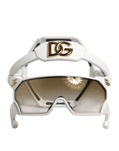 Dolce &amp; Gabbana Witte Acetaat Next Generation Mask Eyewear Zonnebril