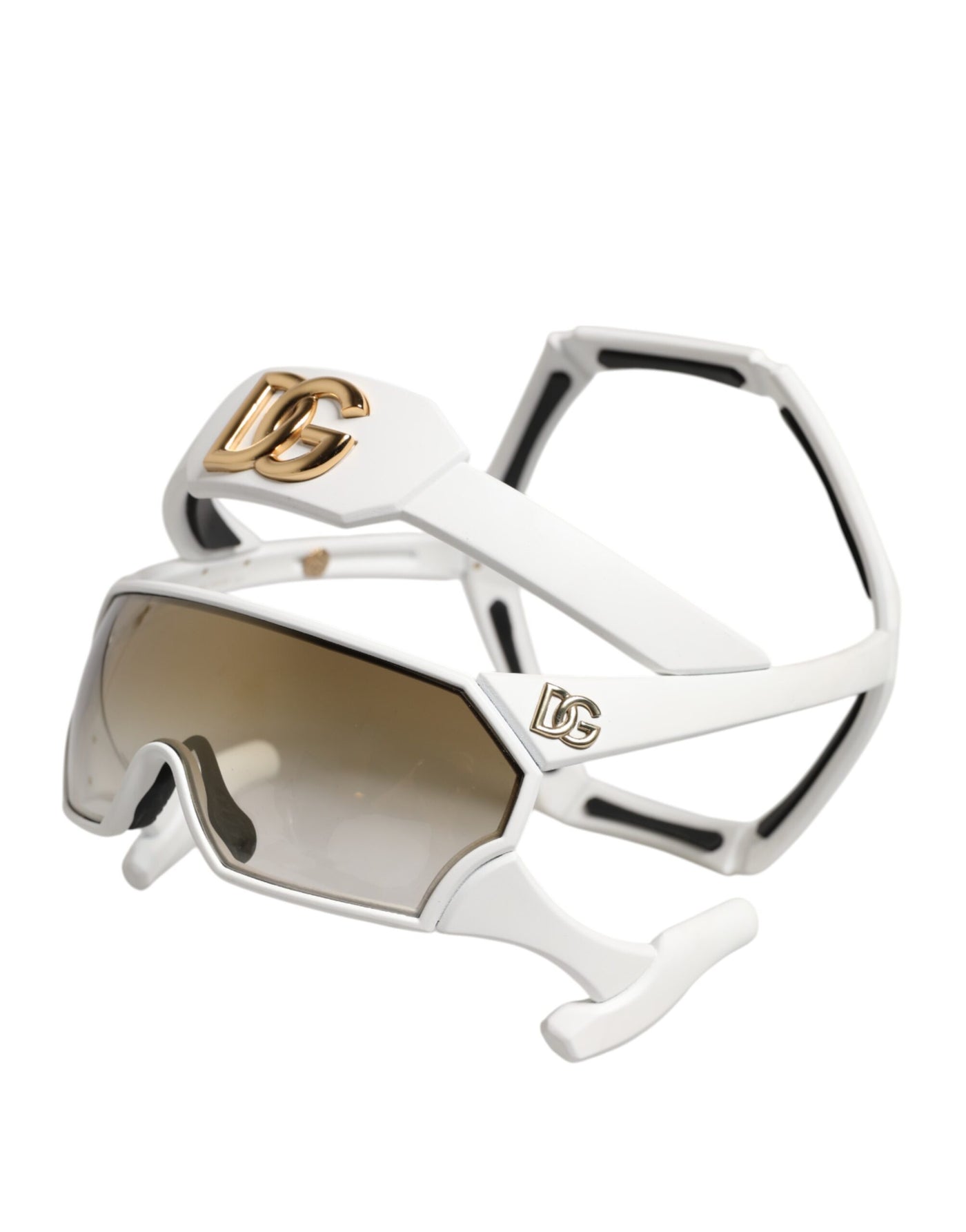 Dolce &amp; Gabbana Witte Acetaat Next Generation Mask Eyewear Zonnebril