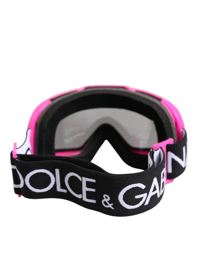 Dolce &amp; Gabbana Fuchsia Roze Logo Skibril DG6182 Masker Zonnebril