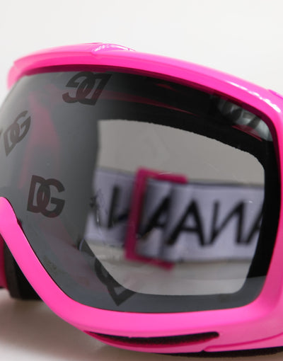 Dolce &amp; Gabbana Fuchsia Roze Logo Skibril DG6182 Masker Zonnebril