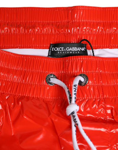 Dolce &amp; Gabbana Rode Nylon Trekkoord Strandkleding Shorts Badmode