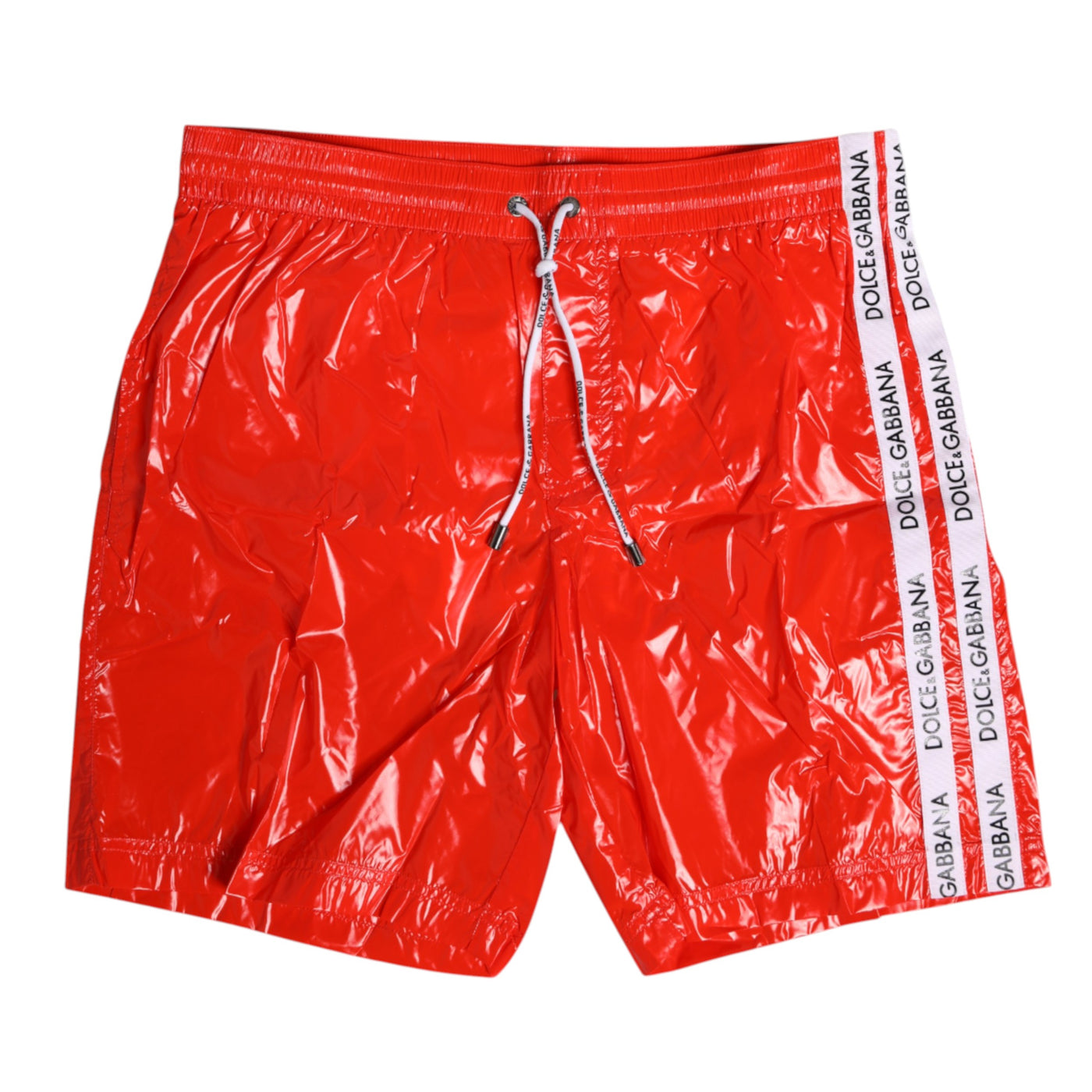 Dolce &amp; Gabbana Rode Nylon Trekkoord Strandkleding Shorts Badmode
