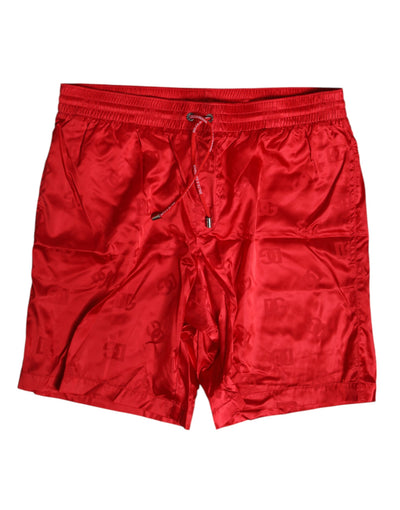 Dolce &amp; Gabbana Rode Nylon Trekkoord Strandkleding Shorts Badmode