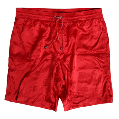 Dolce &amp; Gabbana Rode Nylon Trekkoord Strandkleding Shorts Badmode