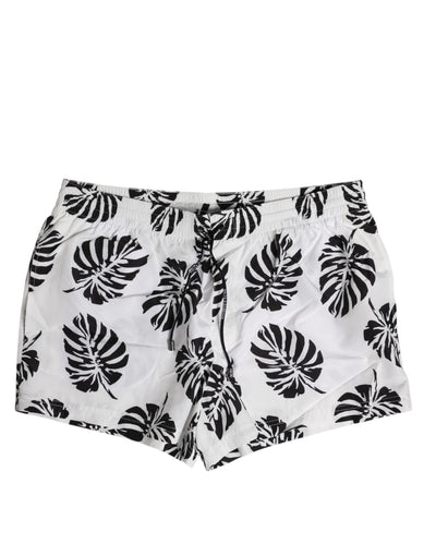 Dolce &amp; Gabbana Wit Zwart Print Strandkleding Shorts Badmode