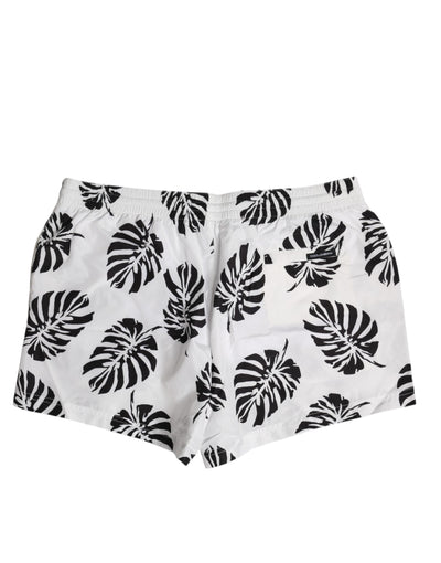 Dolce &amp; Gabbana Wit Zwart Print Strandkleding Shorts Badmode