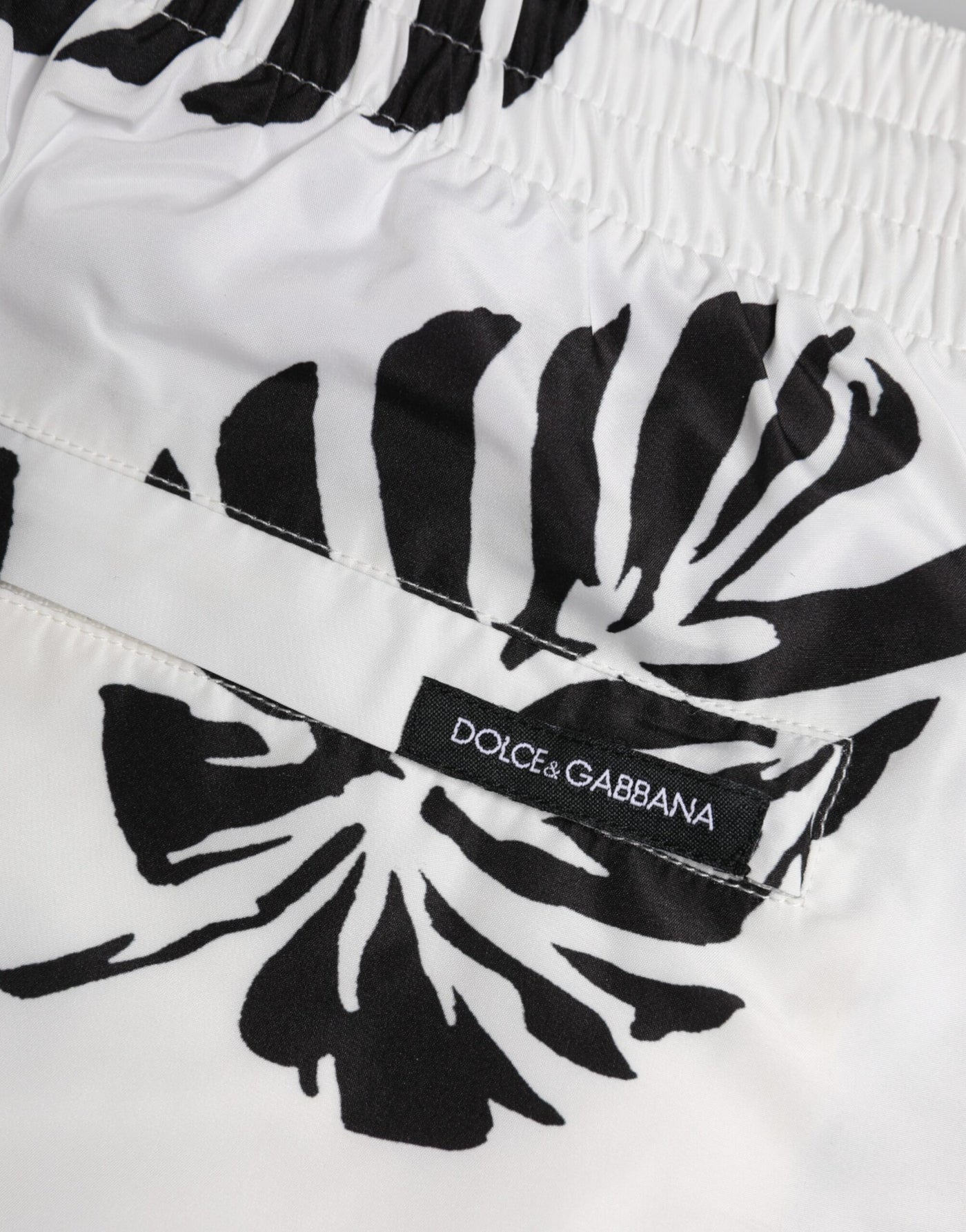 Dolce &amp; Gabbana Wit Zwart Print Strandkleding Shorts Badmode