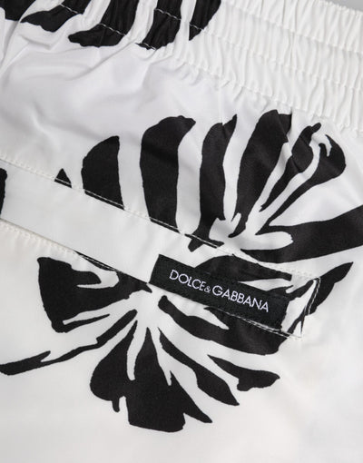 Dolce &amp; Gabbana Wit Zwart Print Strandkleding Shorts Badmode