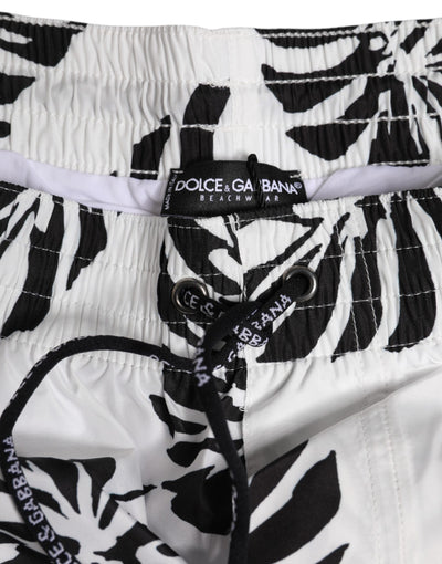 Dolce &amp; Gabbana Wit Zwart Print Strandkleding Shorts Badmode